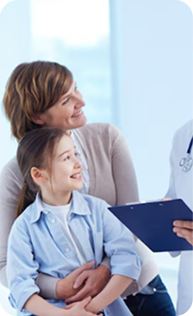 Mother with child in clinic